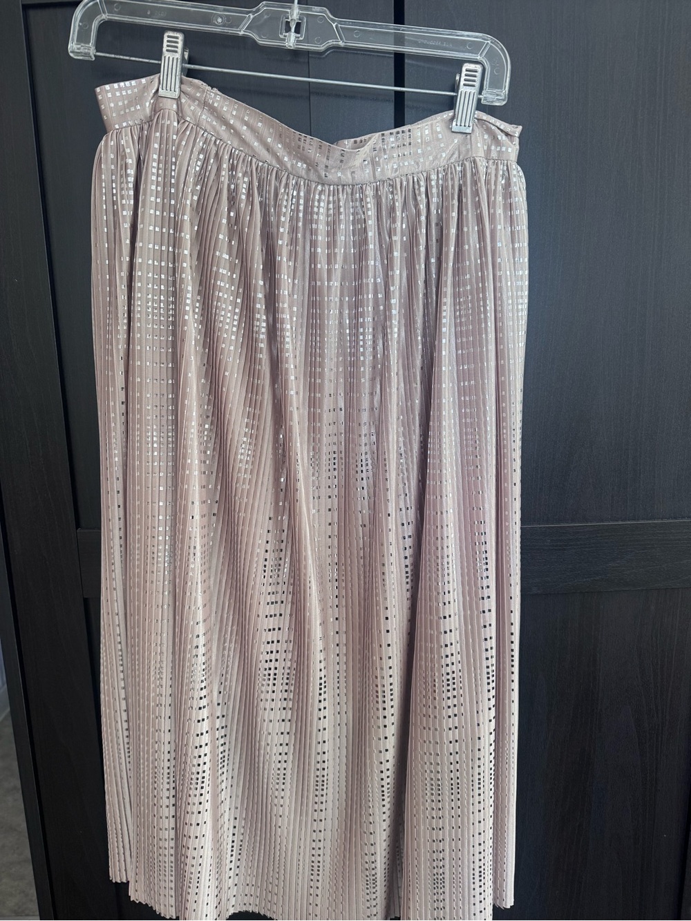 Sabina Musayev Pleated Metallic-Accent Midi Skirt - Blush Pink